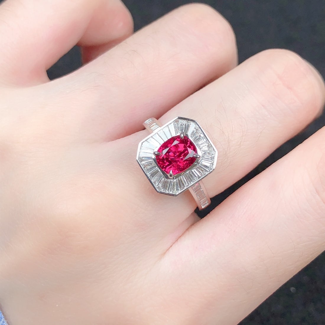 14k Gold 2.11 Ctw Natural Spinel & Diamond Ring - 8