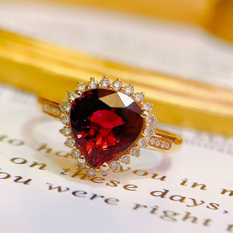 14k Gold 2.8 Ct Natural Tourmaline & Diamond Ring - 2