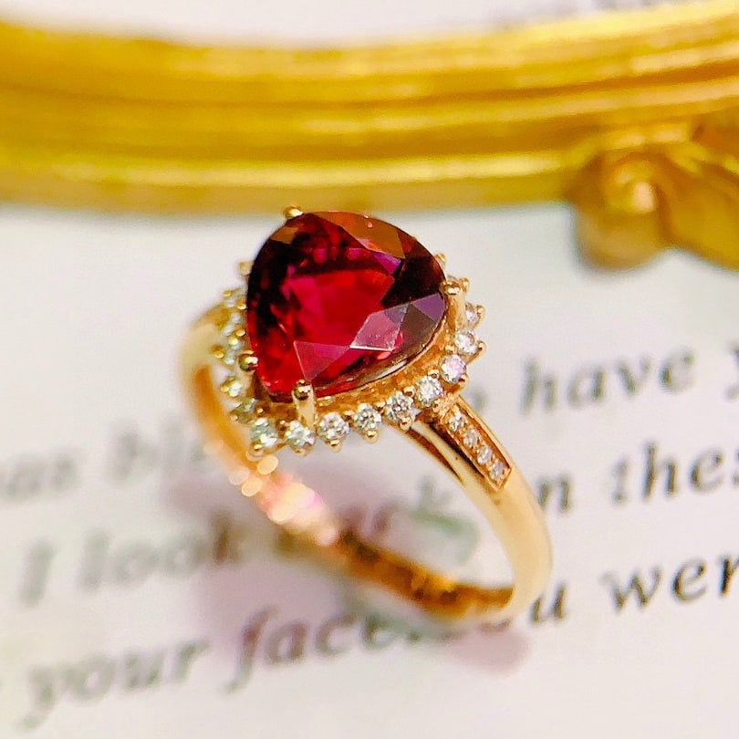 14k Gold 2.8 Ct Natural Tourmaline & Diamond Ring - 4