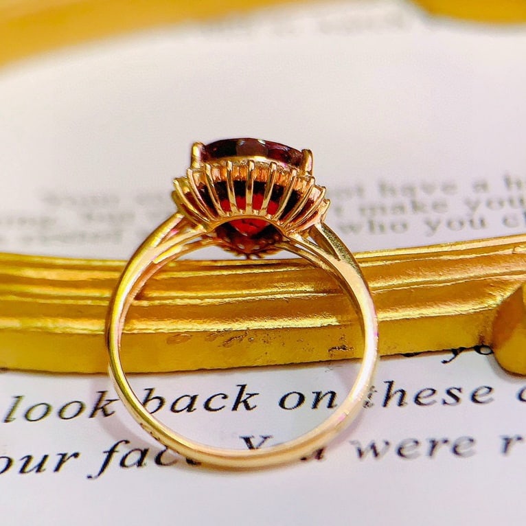 14k Gold 2.8 Ct Natural Tourmaline & Diamond Ring - 5