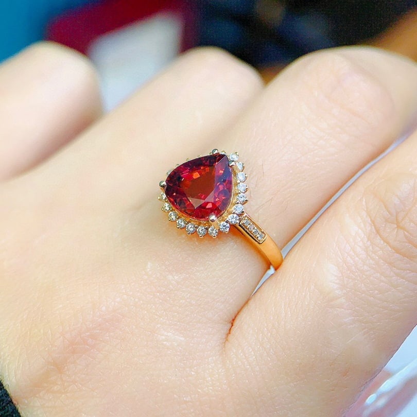 14k Gold 2.8 Ct Natural Tourmaline & Diamond Ring - 6