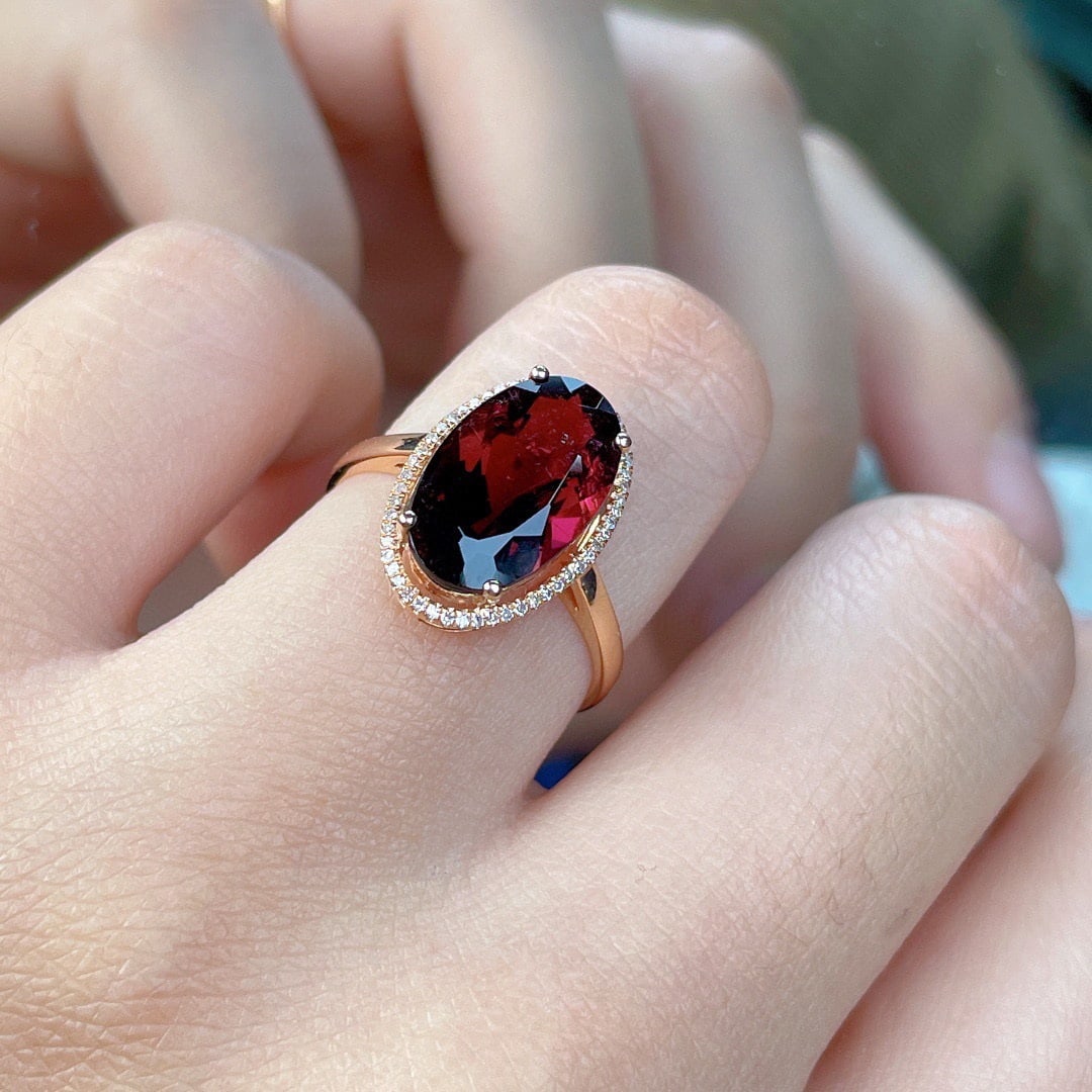 14k Gold 4.6 Ct Natural Tourmaline & Diamond Ring - 4