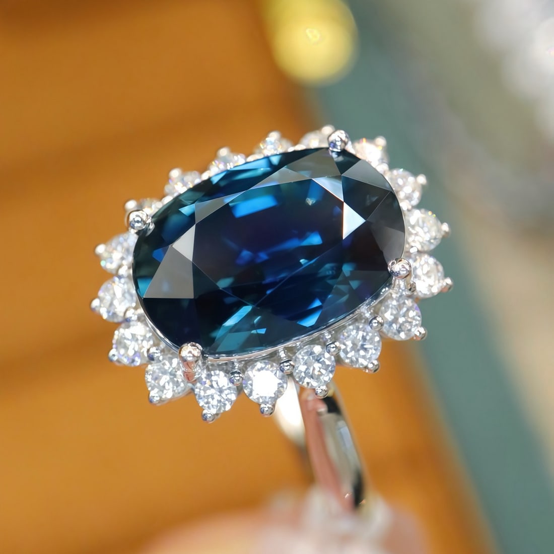 14k Gold 5.59 Ctw Natural Sapphire & Diamond Ring - 2