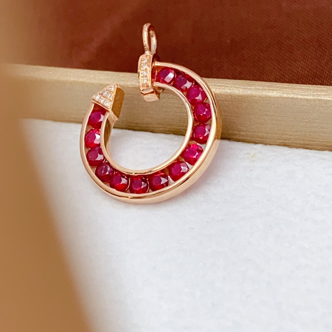 14k Gold 1.30 Ct Natural Ruby & Diamond Pendant( Without Chain ) - 2