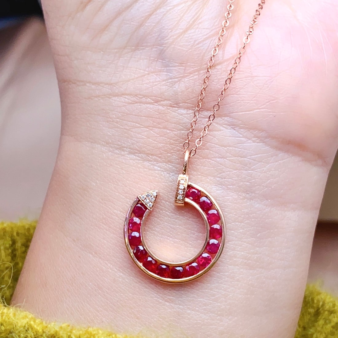 14k Gold 1.30 Ct Natural Ruby & Diamond Pendant( Without Chain ) - 5