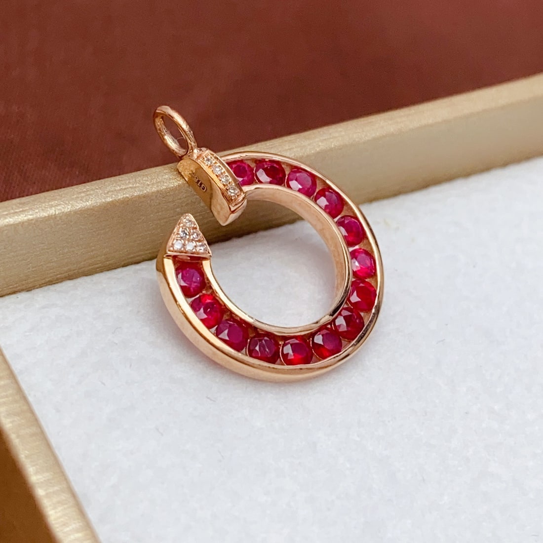 14k Gold 1.30 Ct Natural Ruby & Diamond Pendant( Without Chain ) - 6