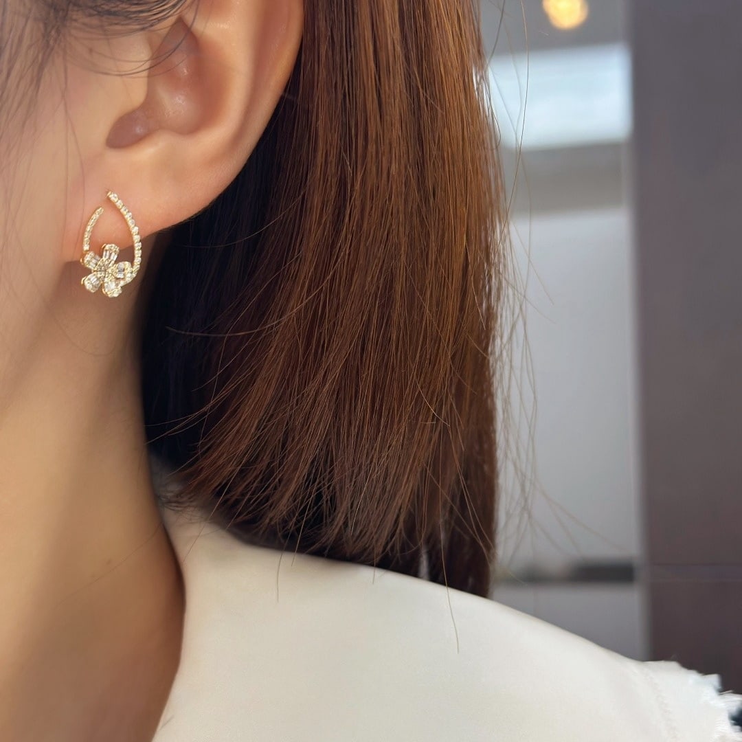 14k Gold 0.40 Ct Natural H Diamond Earrings - 5