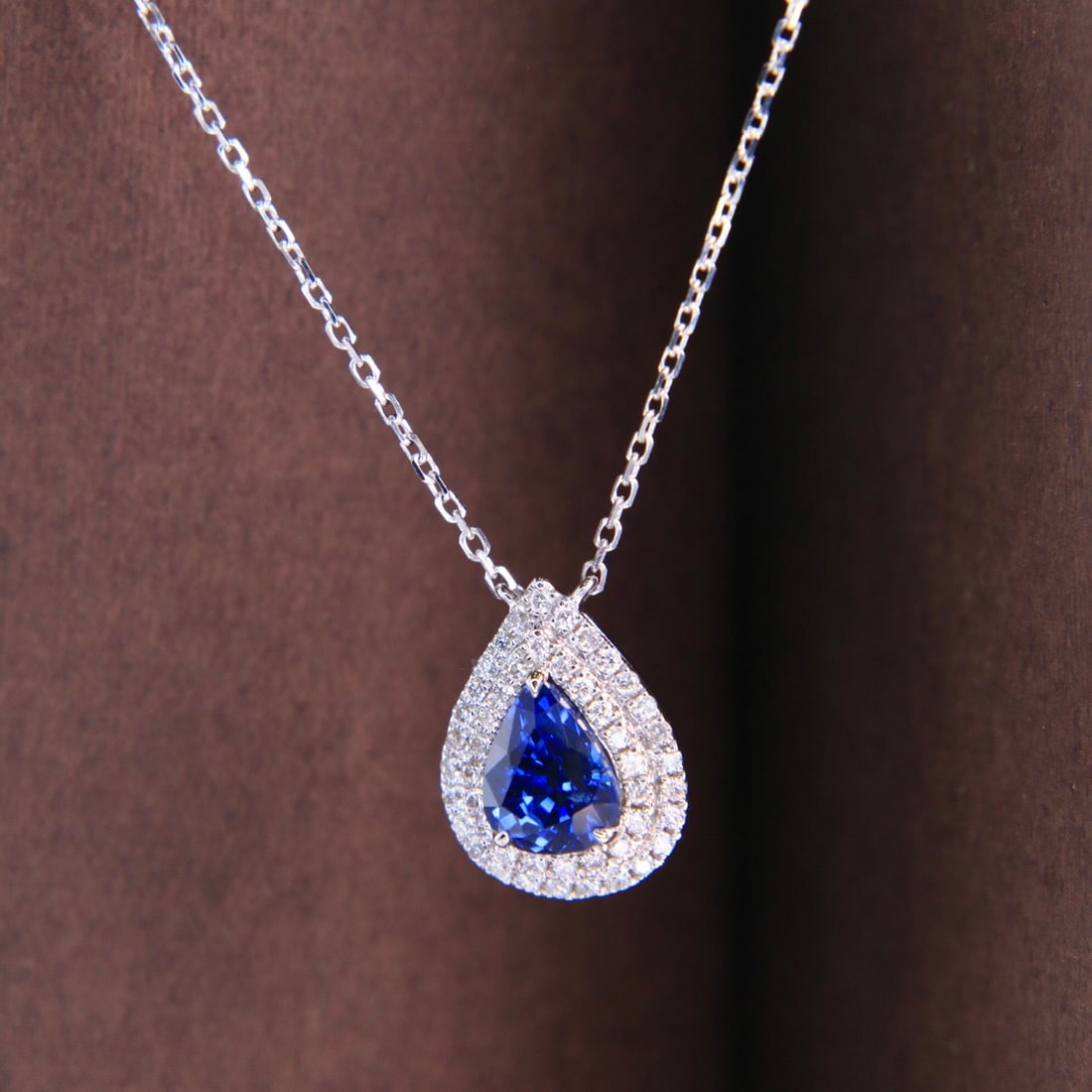 14k Gold 1.12 Ctw Vivid Blue Natural Sapphire & Diamond Necklace - 7