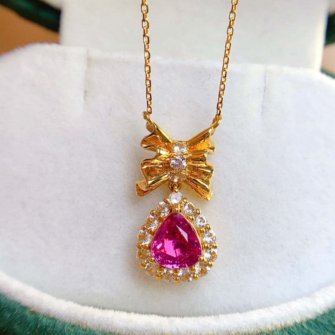 14k Gold 1.10 Ct Natural Ruby & Sapphire Necklace - 3