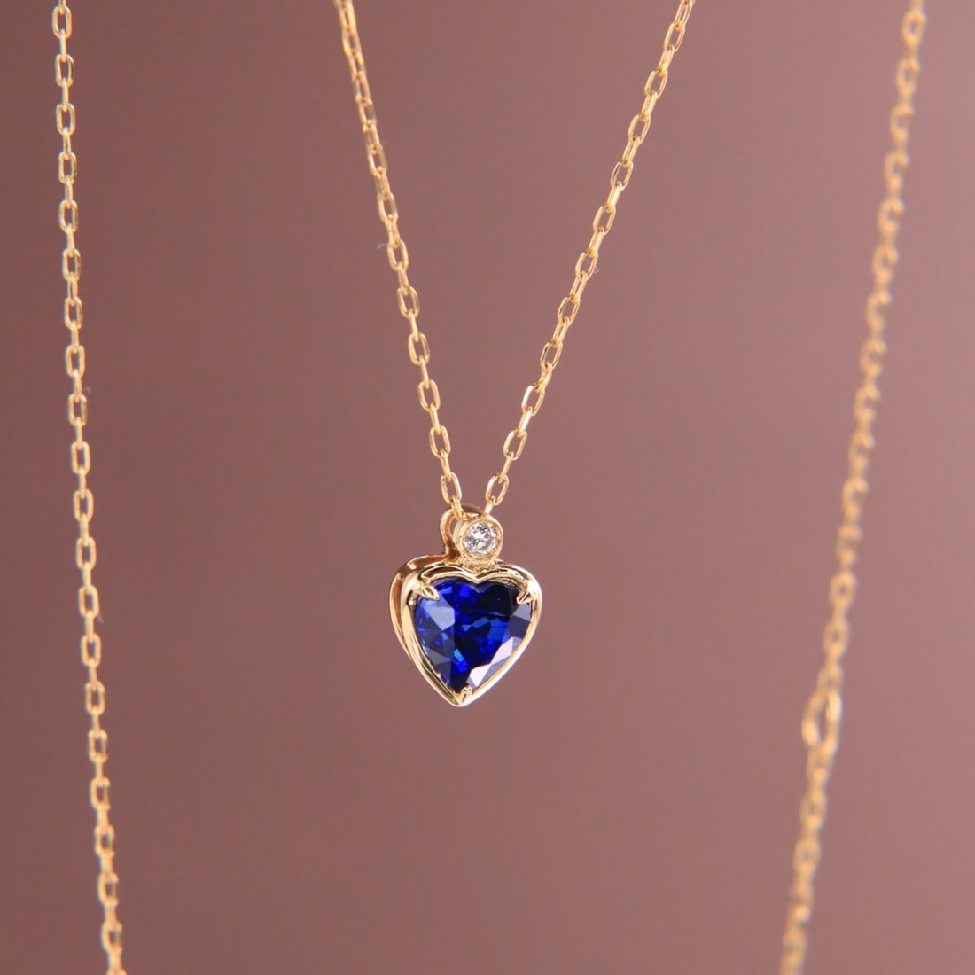 14k Gold 0.55 Ct Natural Sapphire & Diamond Necklace - 6