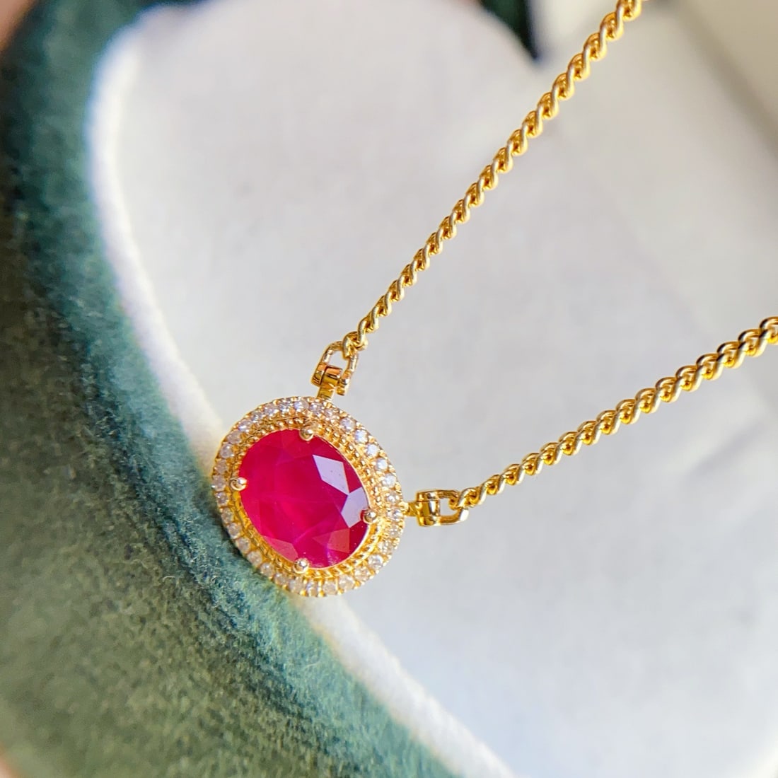 14k Gold 1.06 Ct Natural Ruby & Diamond Necklace - 3