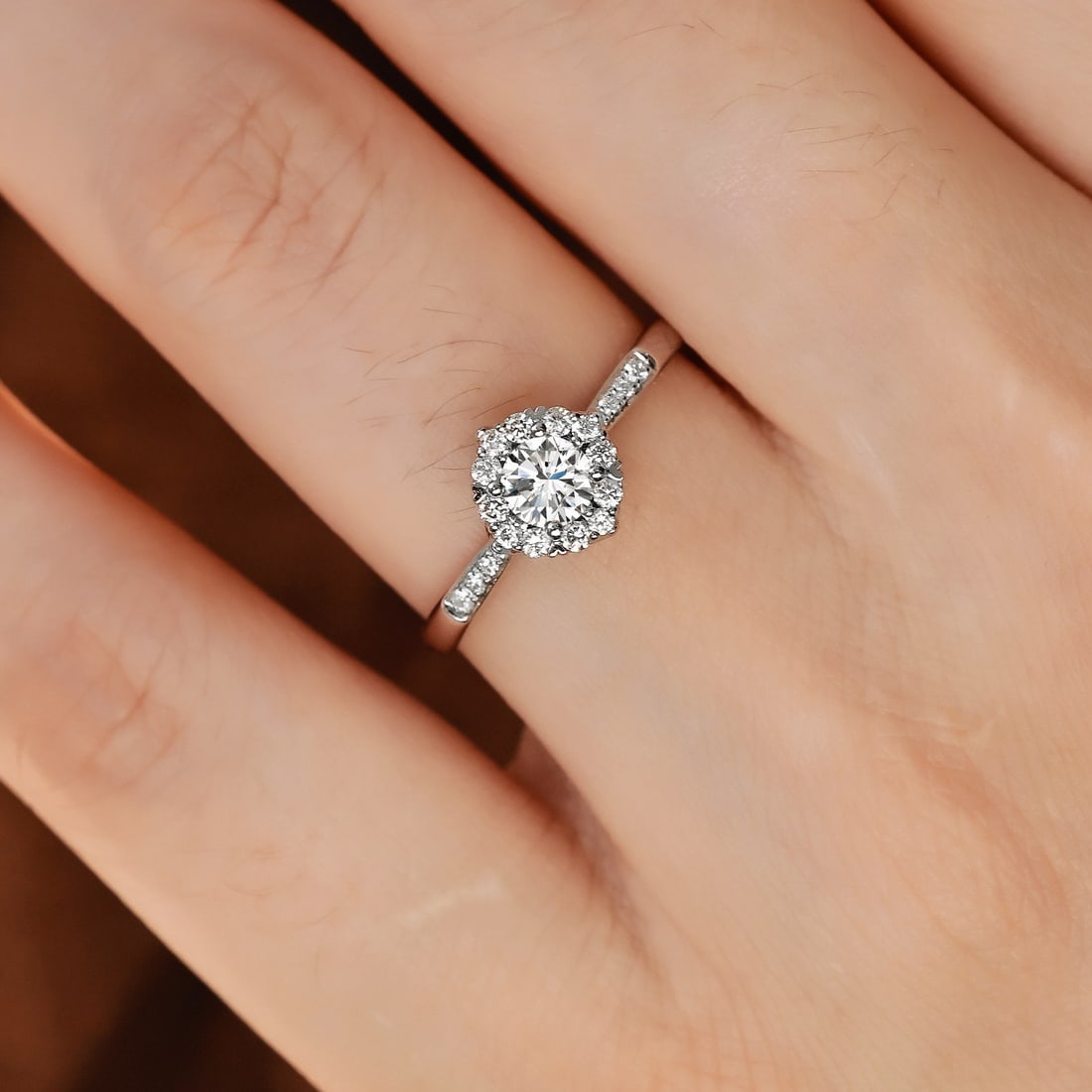 14k Gold 0.3 Ct Natural H Diamond Ring - 6