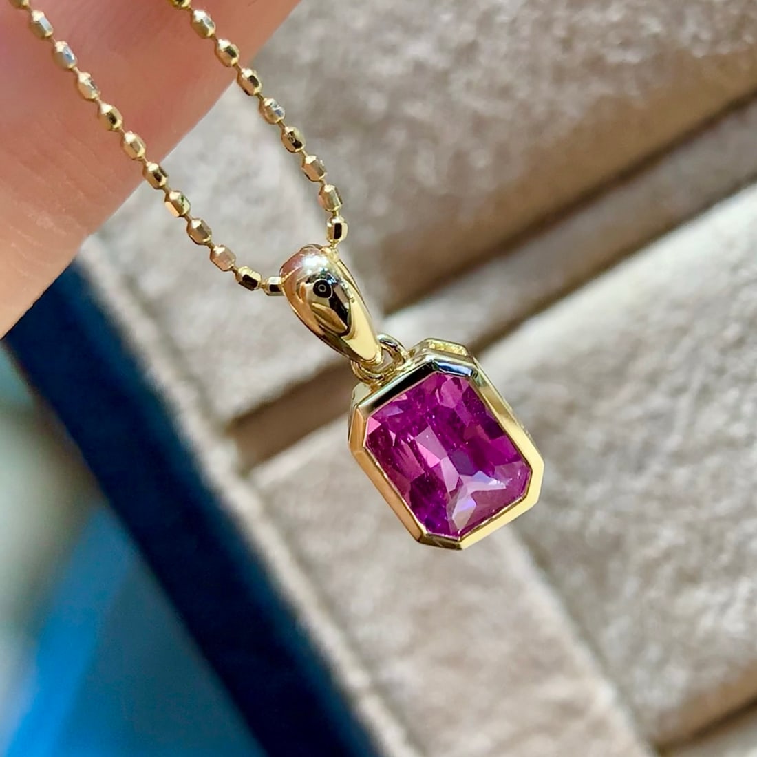 14k Gold 0.70 Ct Natural Sapphire Pendant( Without Chain ) - 3