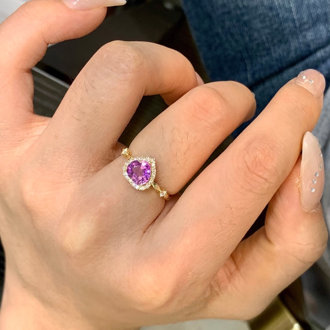 14k Gold 1.39 Ctw Natural Sapphire & Diamond Ring - 6