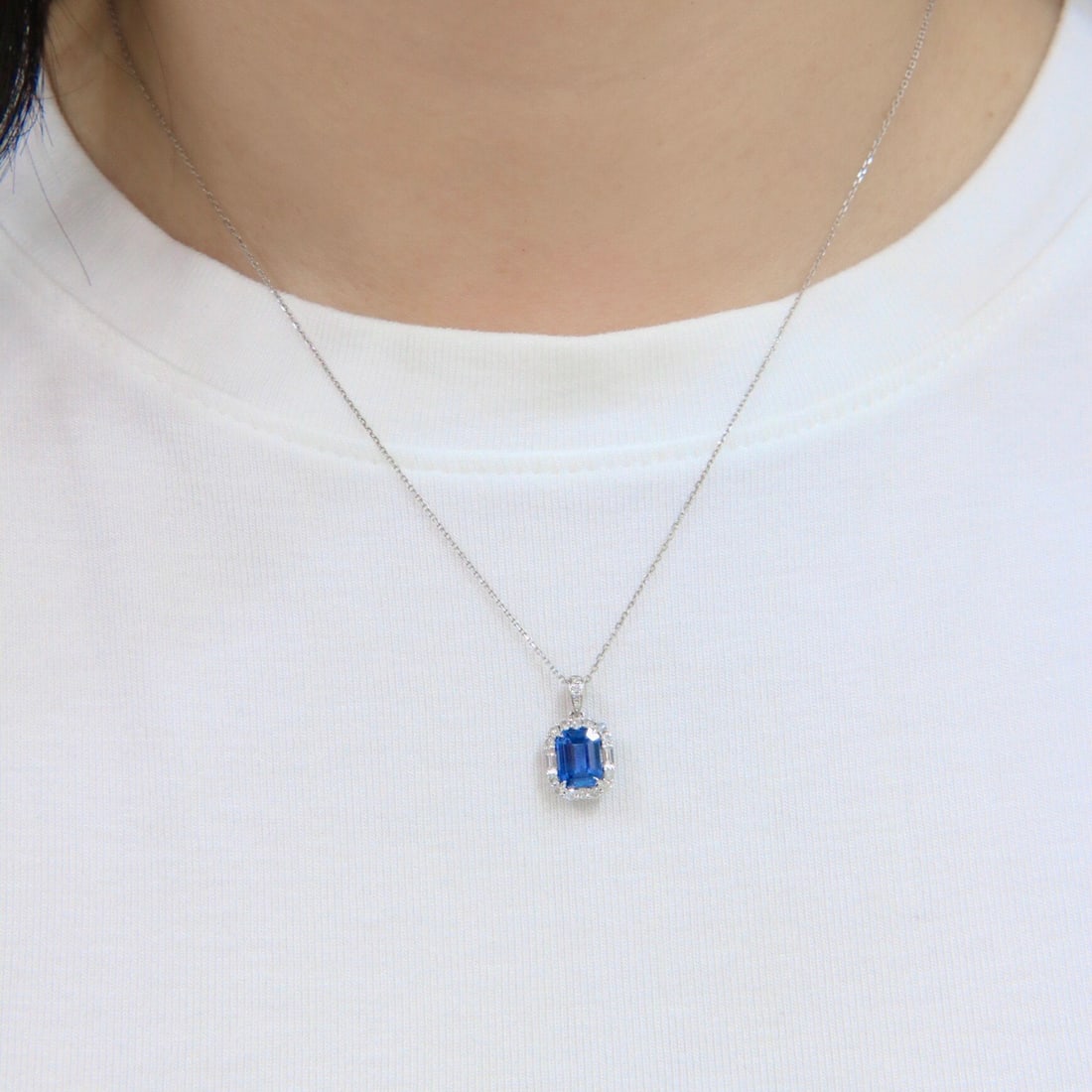 14k Gold 1.88 Ctw Natural Sapphire & Diamond Pendant( Without Chain ) - 8