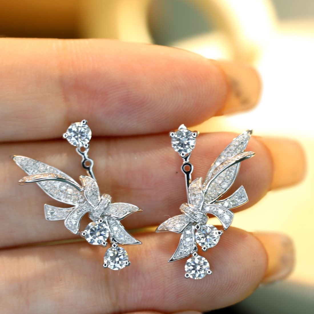 14k Gold 1.4 Ct Natural H Diamond Earrings - 4