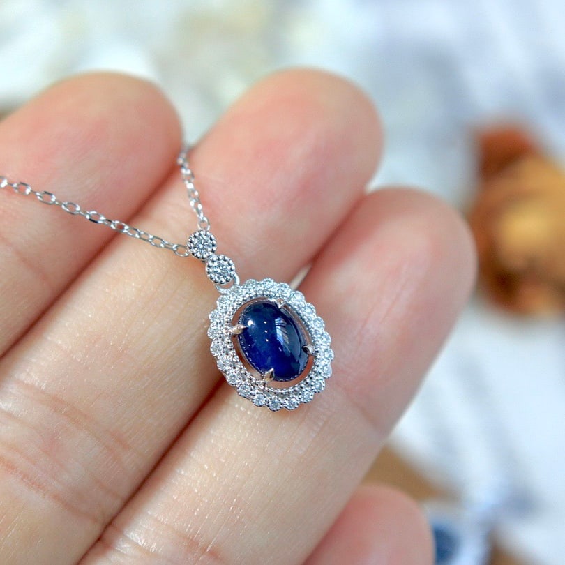 14k Gold 1.22 Ctw Natural Sapphire & Diamond Pendant( Without Chain ) - 3