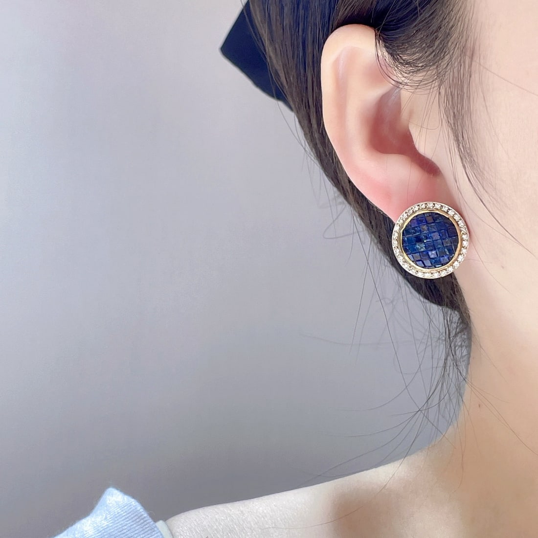 14k Gold 12.58 Ctw Natural Sapphire & Diamond Earrings - 6