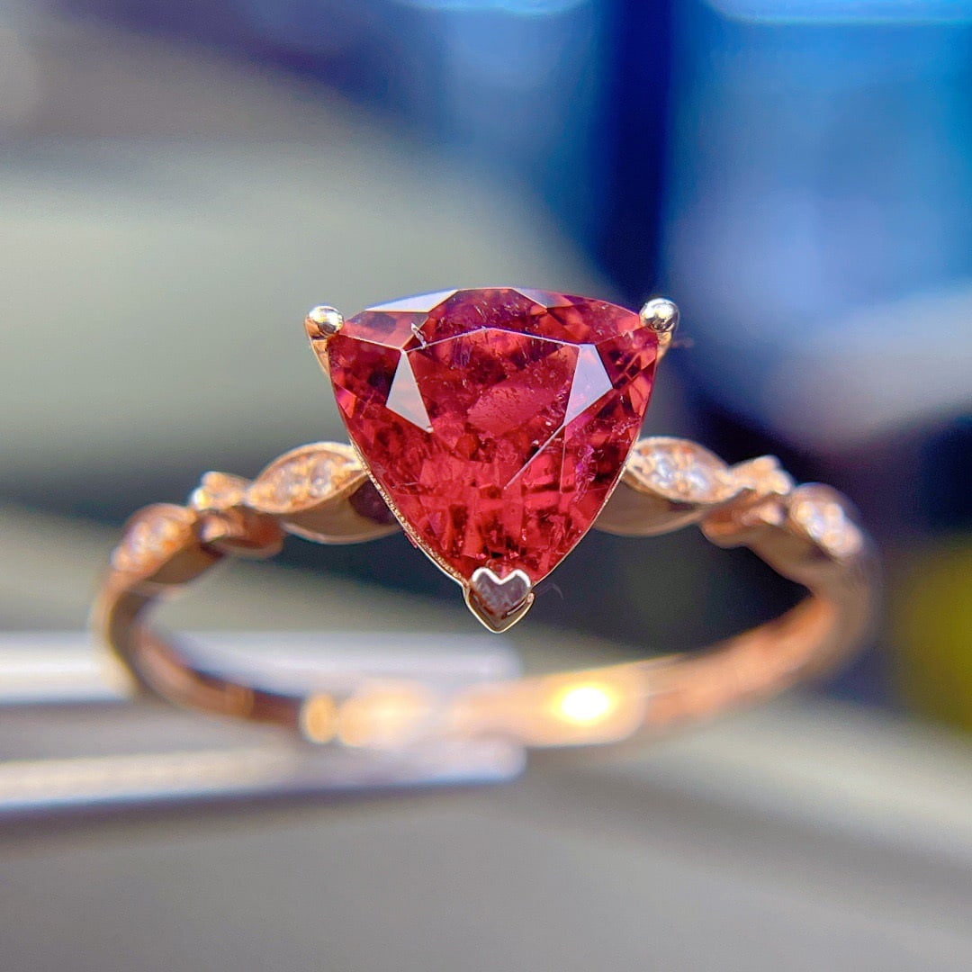 14k Gold 1.5 Ct Natural Tourmaline & Diamond Ring - 2