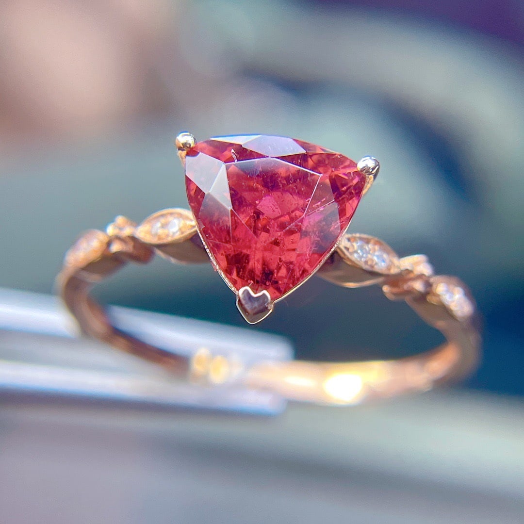 14k Gold 1.5 Ct Natural Tourmaline & Diamond Ring - 3