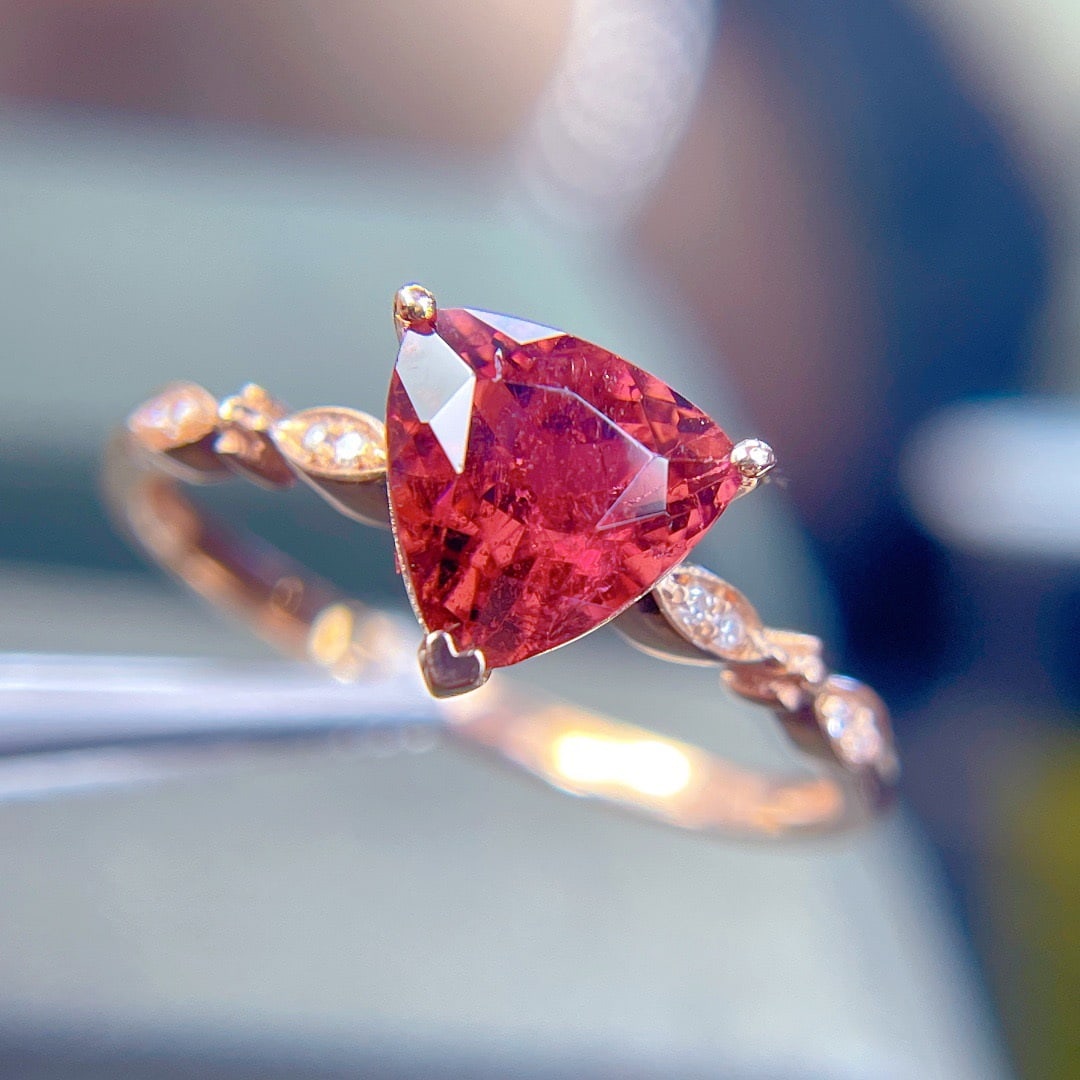 14k Gold 1.5 Ct Natural Tourmaline & Diamond Ring - 5