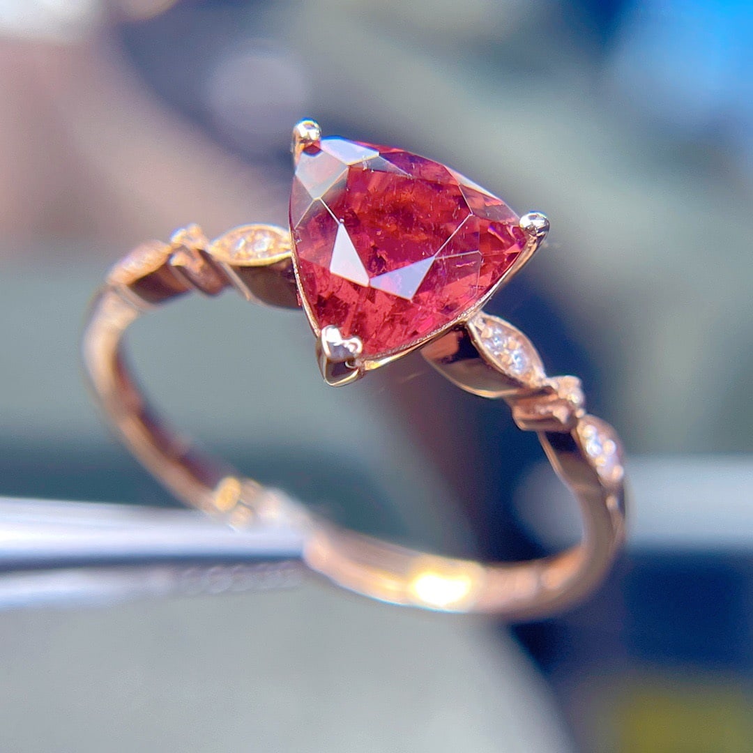 14k Gold 1.5 Ct Natural Tourmaline & Diamond Ring - 6