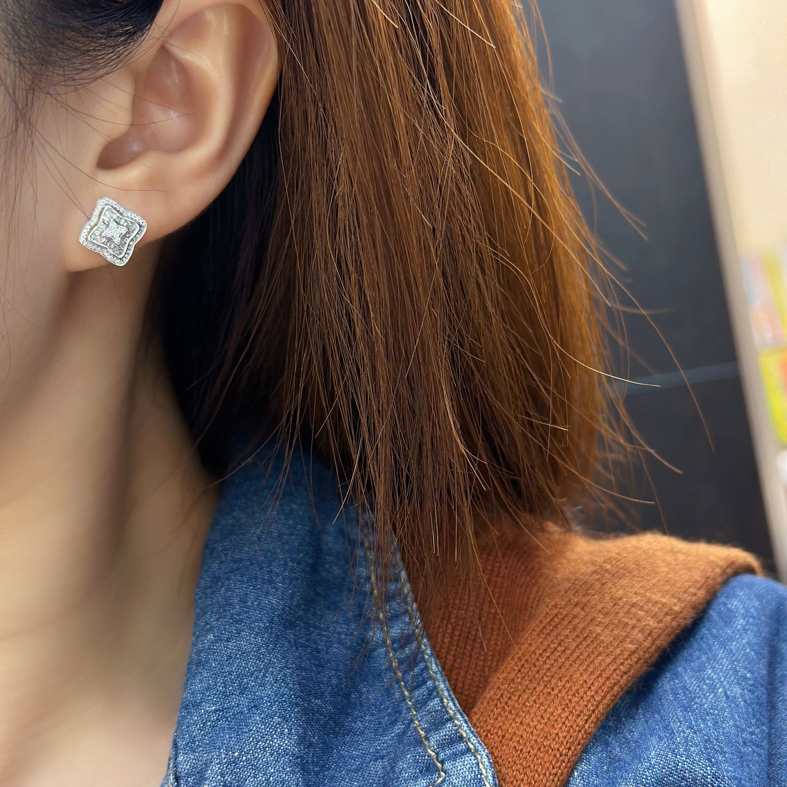 14k Gold 0.34 Ct Natural H Diamond Earrings - 4