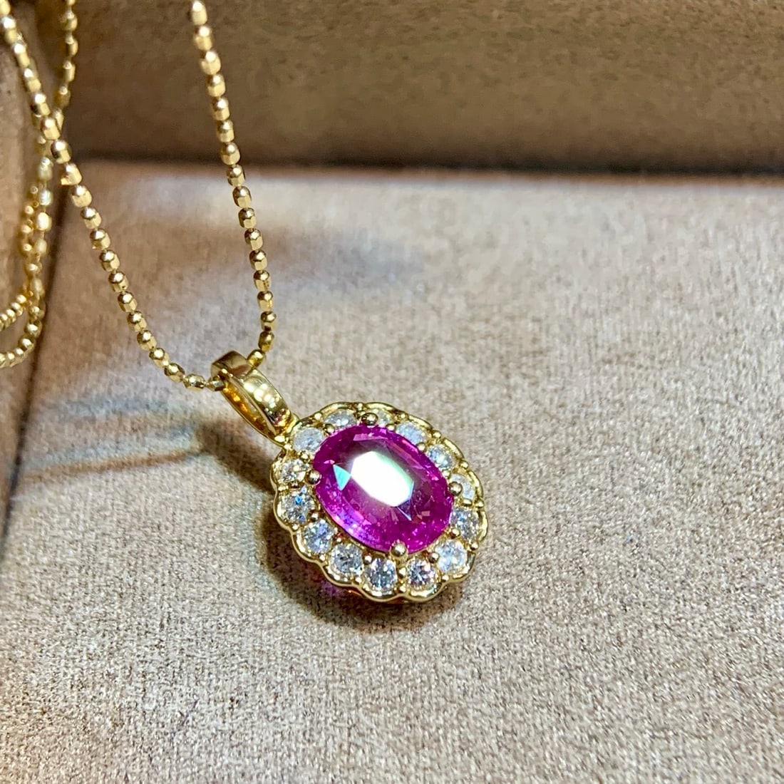 14k Gold 1.29 Ctw Natural Sapphire & Diamond Pendant( Without Chain ) - 2