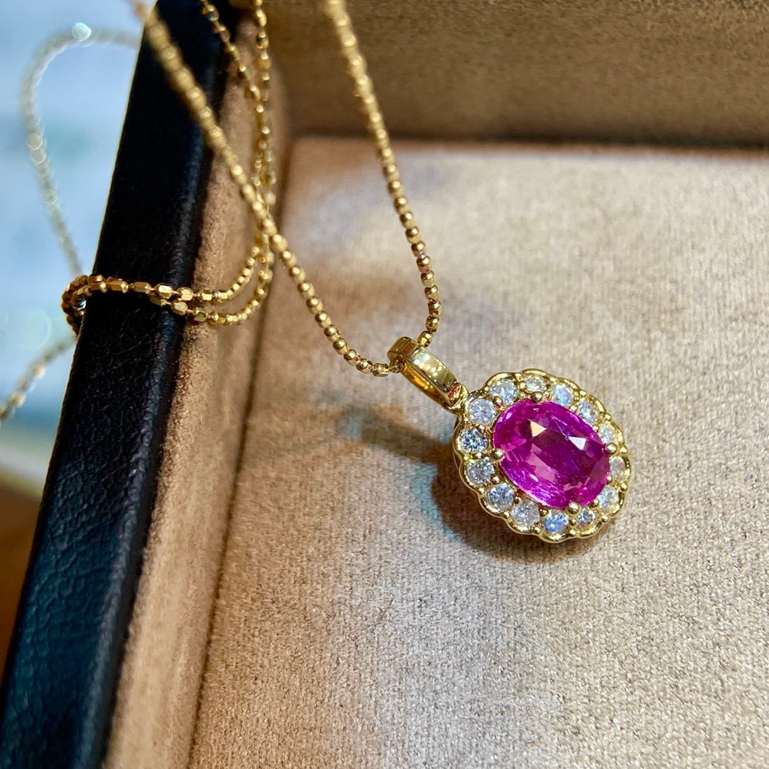 14k Gold 1.29 Ctw Natural Sapphire & Diamond Pendant( Without Chain ) - 3