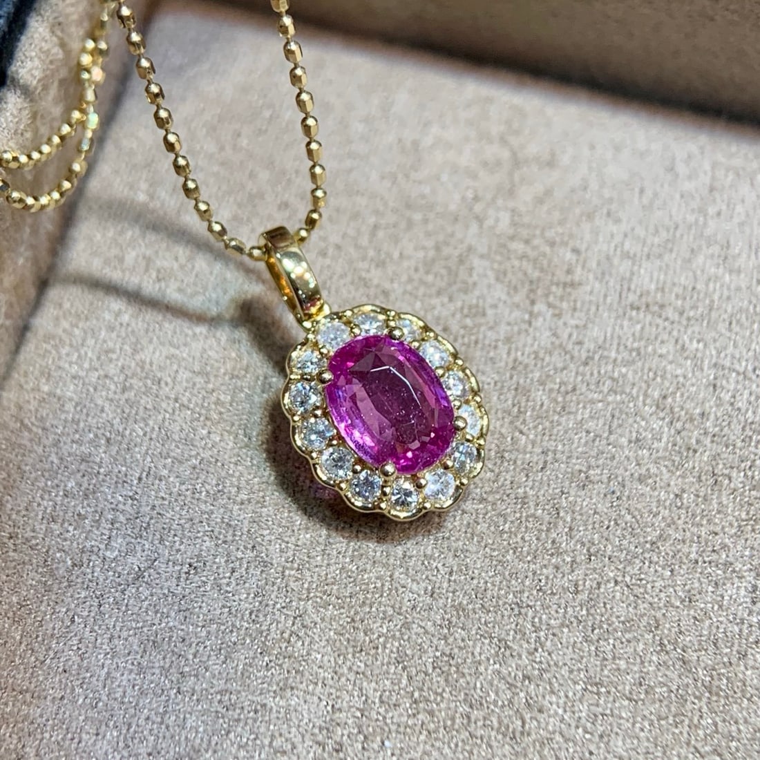 14k Gold 1.29 Ctw Natural Sapphire & Diamond Pendant( Without Chain ) - 5