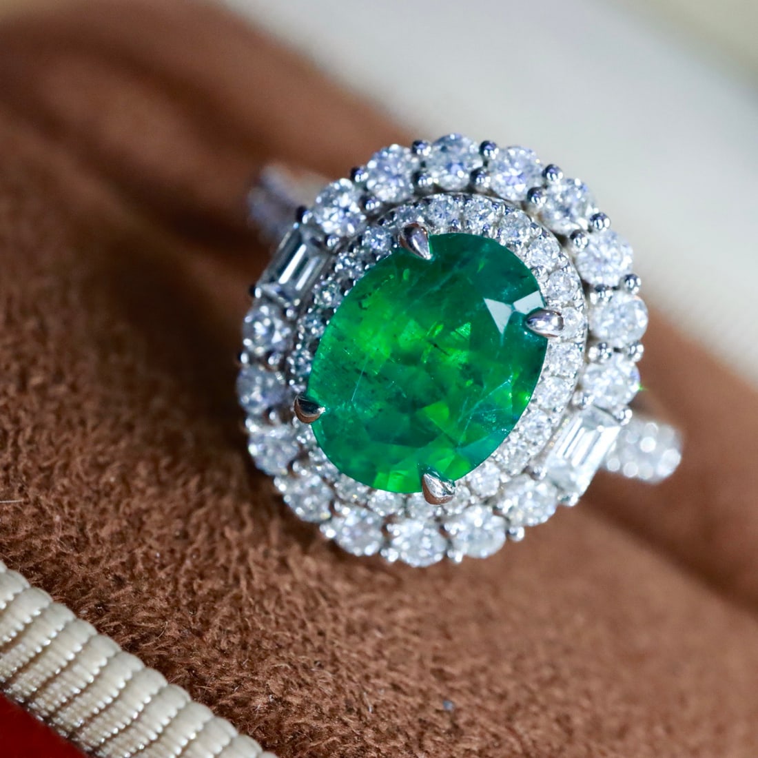 14k Gold 1.96 Ctw Vivid Green Natural Emerald & Diamond Ring/pendant( Without Chain ) - 3