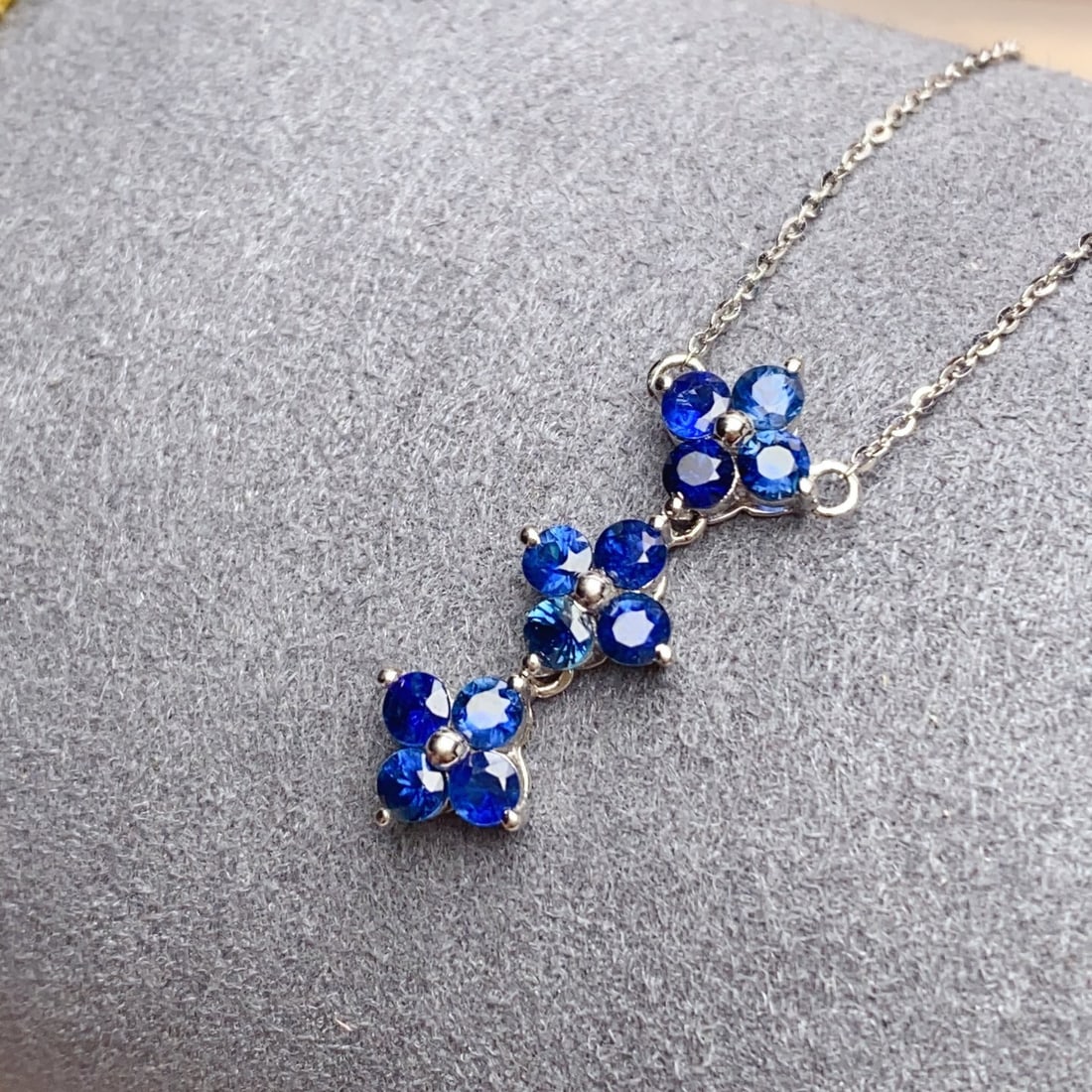 14k Gold 1.20 Ct Natural Sapphire Necklace: Ref:231112208 // gold content:14k gold // main gemstone:sapphire // shape:round // carat weight:1. 20ct // color:blue // treatment:natural // cut grade:g // Condition: NewLow Estimate: 2600.00High