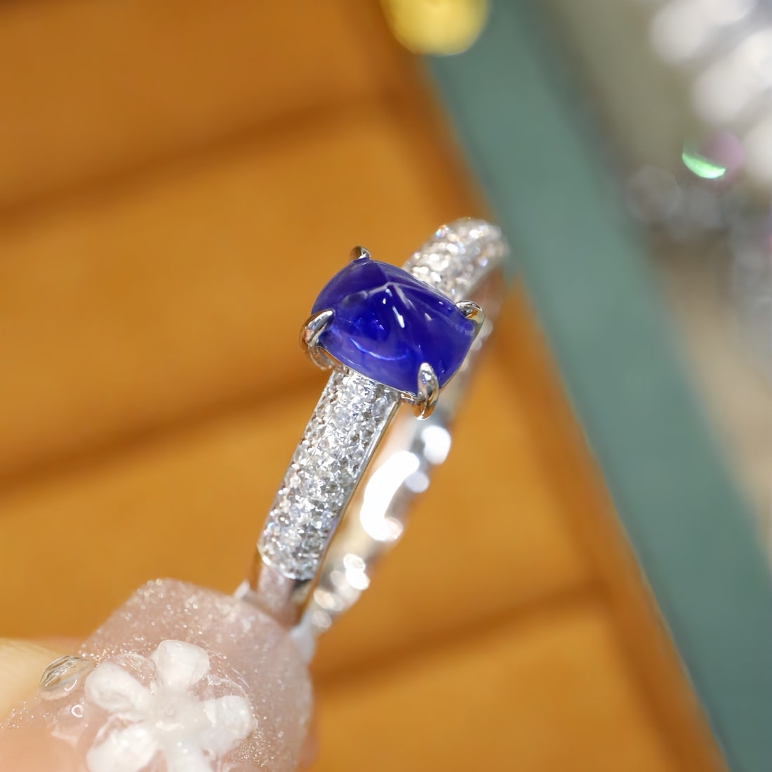 14k Gold 0.99 Ctw Natural Sapphire & Diamond Ring - 2