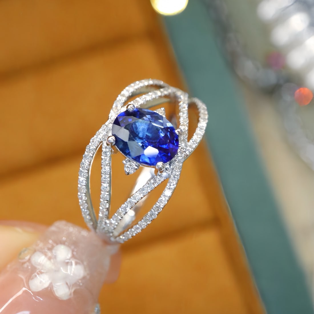 14k Gold 1.52 Ctw Natural Sapphire & Diamond Ring - 2