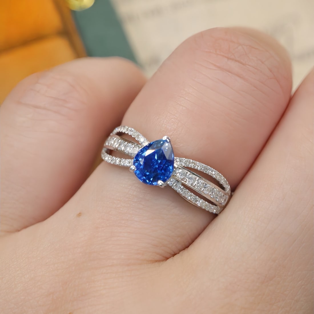 14k Gold 1.34 Ctw Natural Sapphire & Diamond Ring - 5