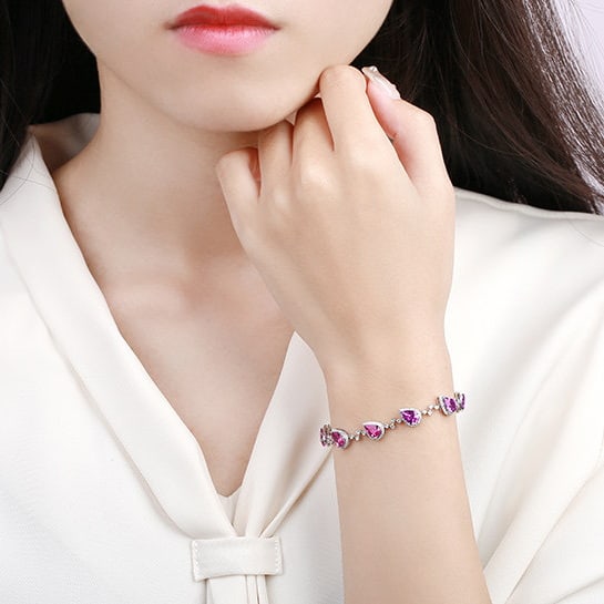 14k Gold 5.32 Ctw Natural Sapphire & Diamond Bracelet - 4