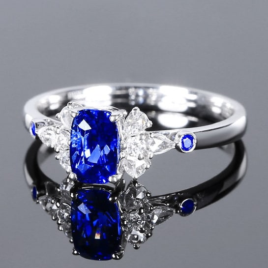 14k Gold 1.20 Ctw Natural Sapphire & Diamond Ring - 2