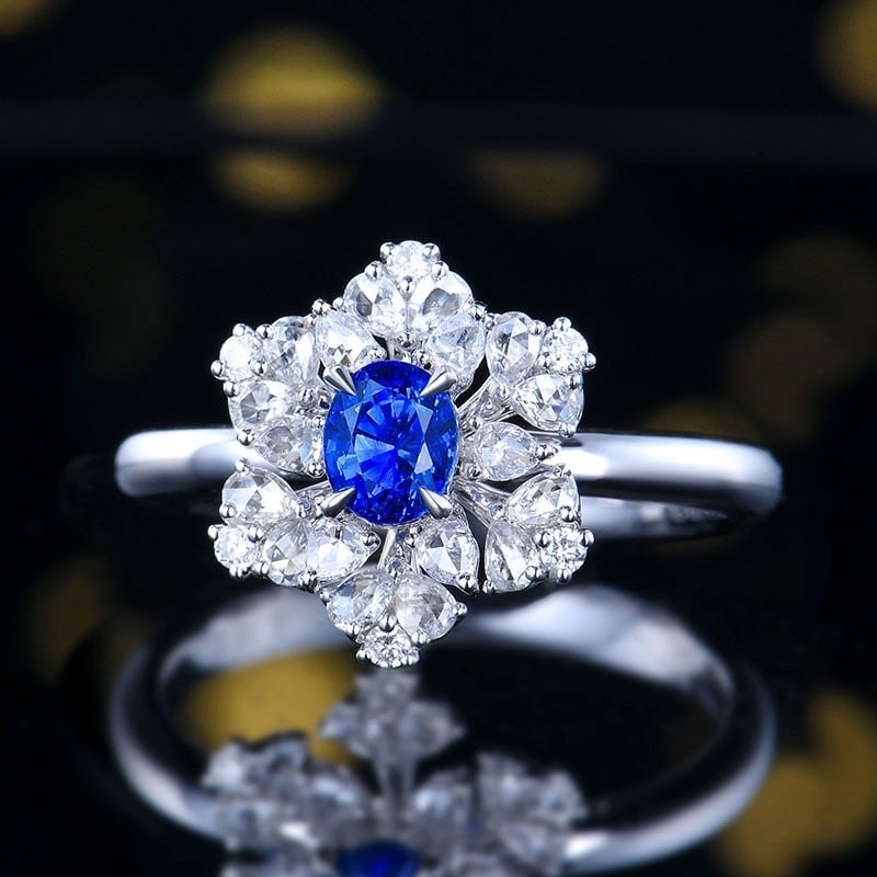 14k Gold 0.59 Ct Natural Sapphire & Diamond Ring - 2