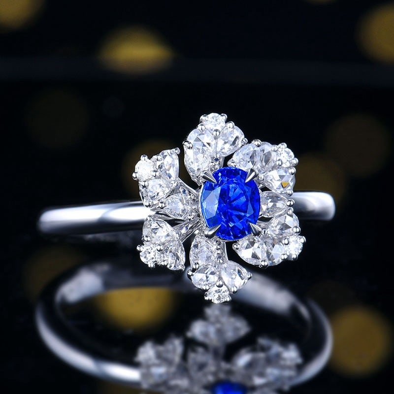 14k Gold 0.59 Ct Natural Sapphire & Diamond Ring - 3
