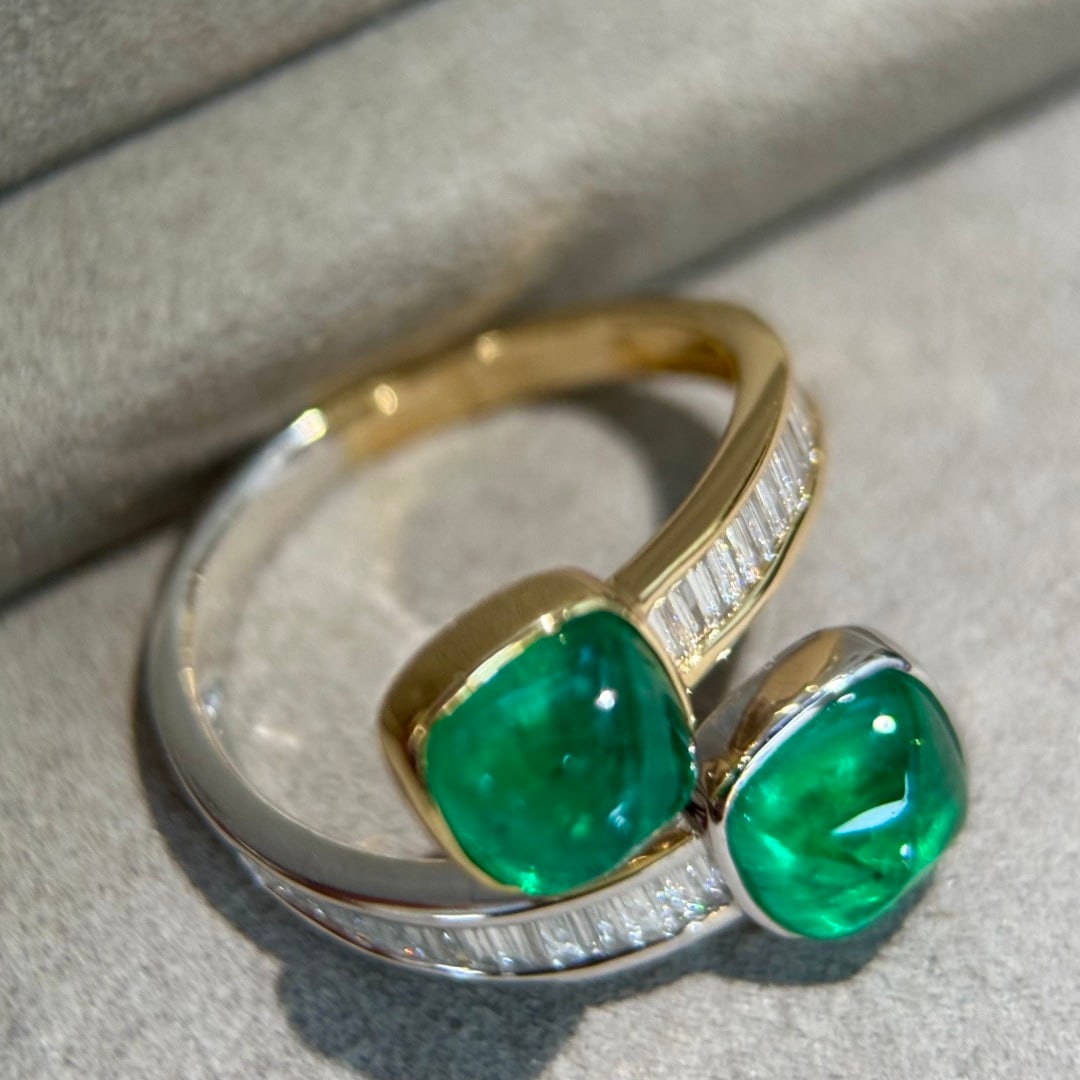 14k Gold 3.68 Ctw Vivid Green Natural Emerald & Diamond Ring - 6