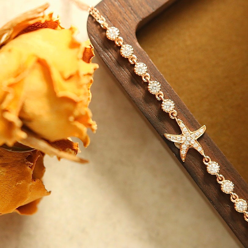 14k Gold 0.22 Ct Natural H Diamond Bracelet - 3