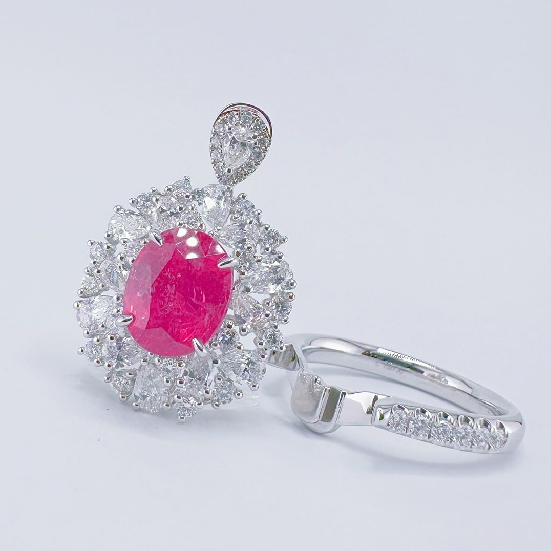 14k Gold 5.26 Ctw Natural Spinel & Diamond Ring/pendant( Without Chain ) - 3