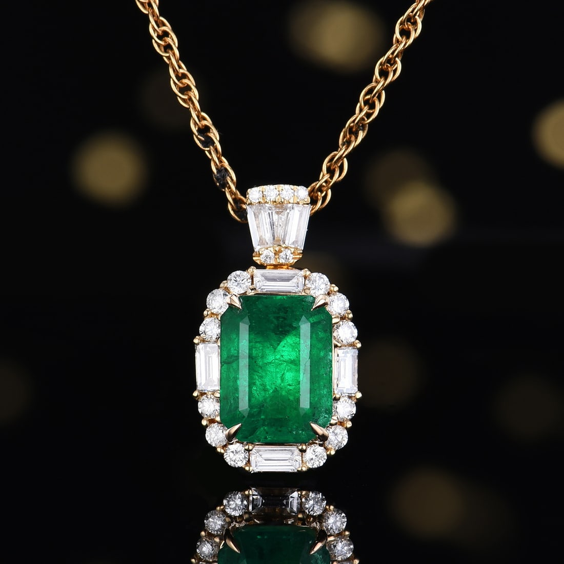 14k Gold 3.09 Ctw Vivid Green Natural Emerald & Diamond Ring/pendant( Without Chain ) - 4