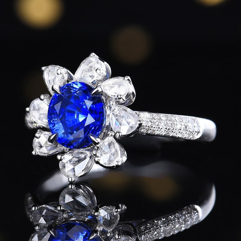 14k Gold 2.57 Ctw Natural Sapphire & Diamond Ring - 3