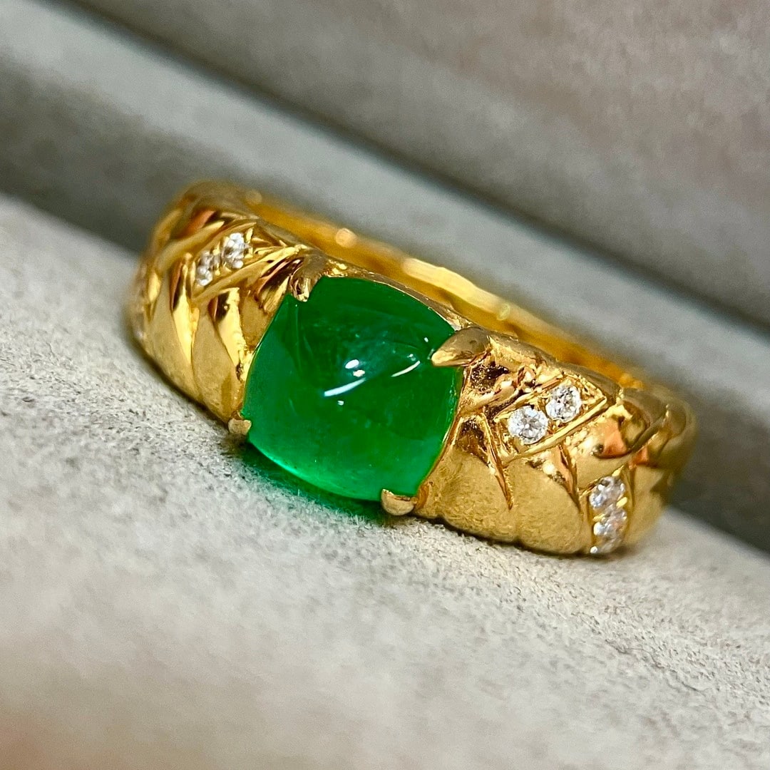 14k Gold 1.99 Ctw Vivid Green Natural Emerald & Diamond Ring - 4