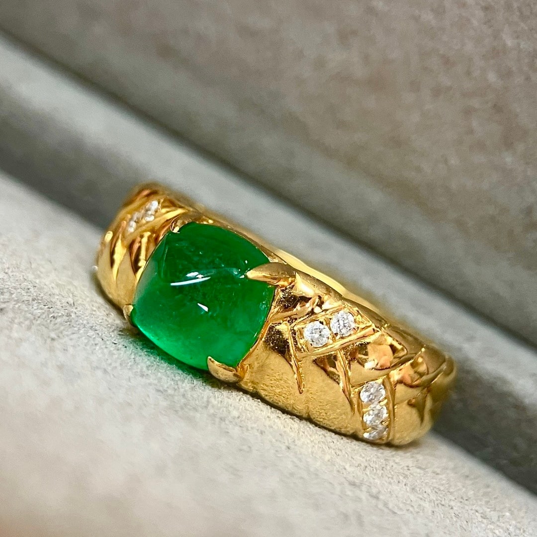 14k Gold 1.99 Ctw Vivid Green Natural Emerald & Diamond Ring - 5