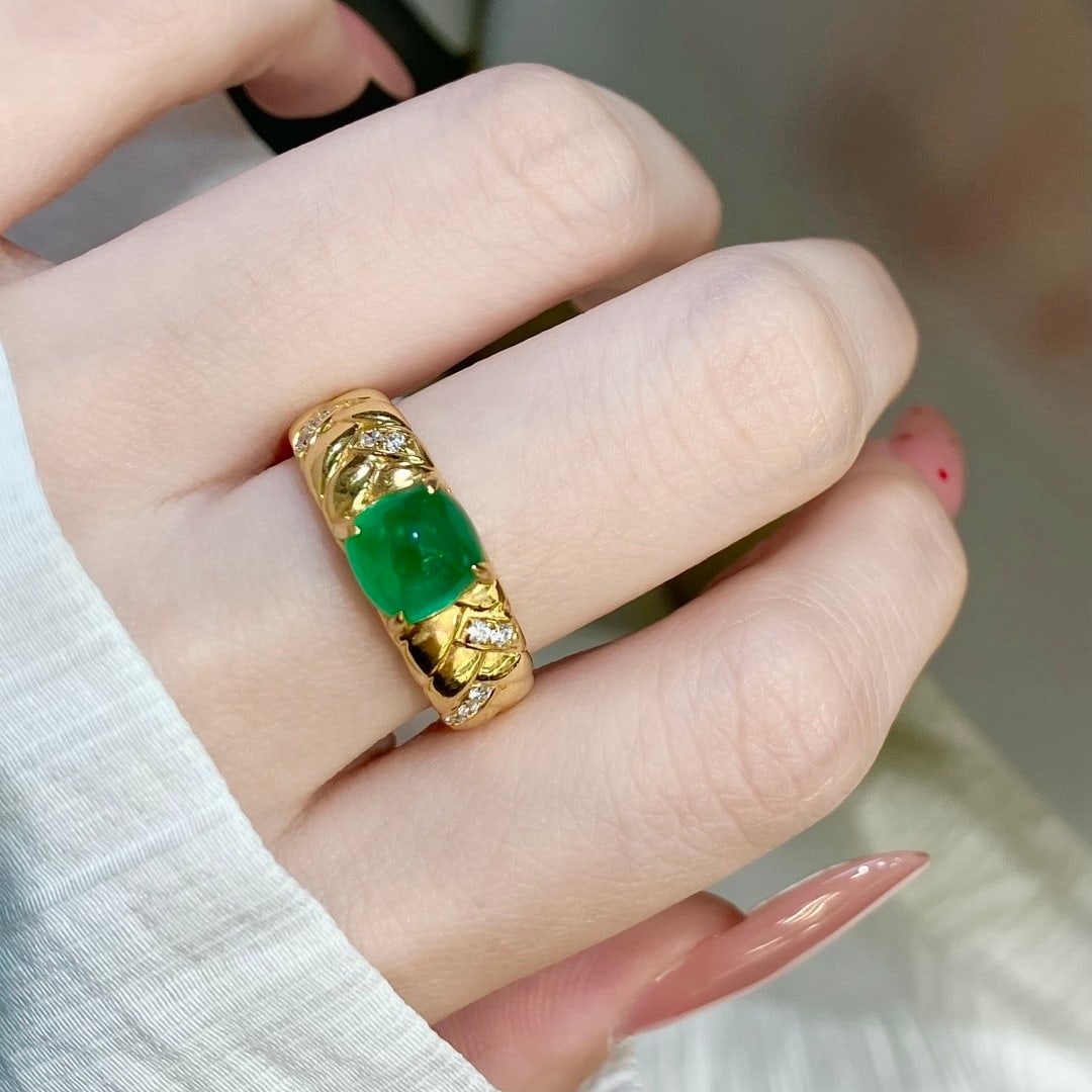 14k Gold 1.99 Ctw Vivid Green Natural Emerald & Diamond Ring - 7