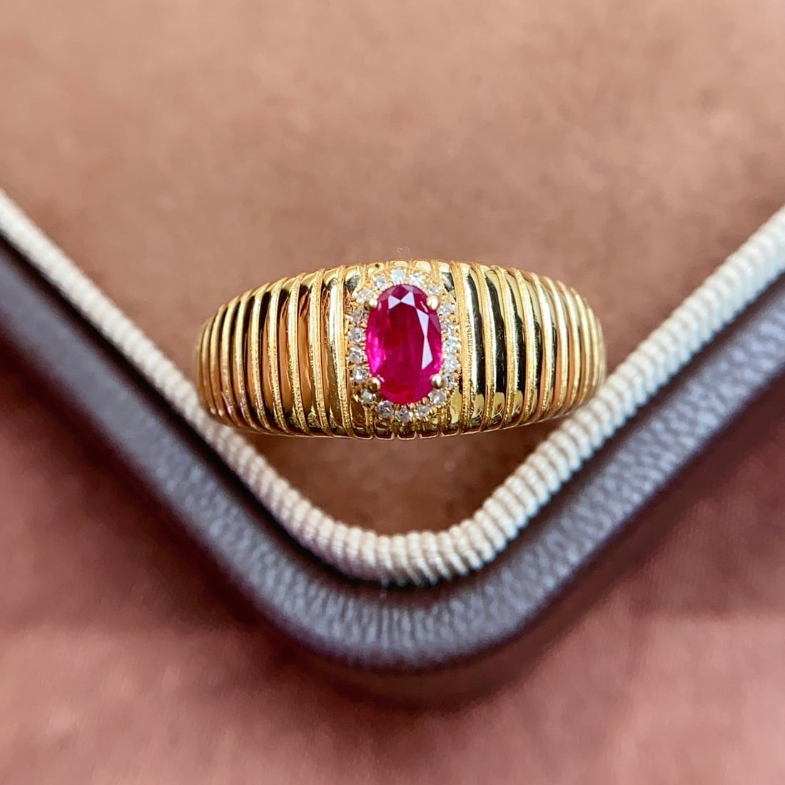 14k Gold 0.43 Ct Natural Ruby & Diamond Ring - 5