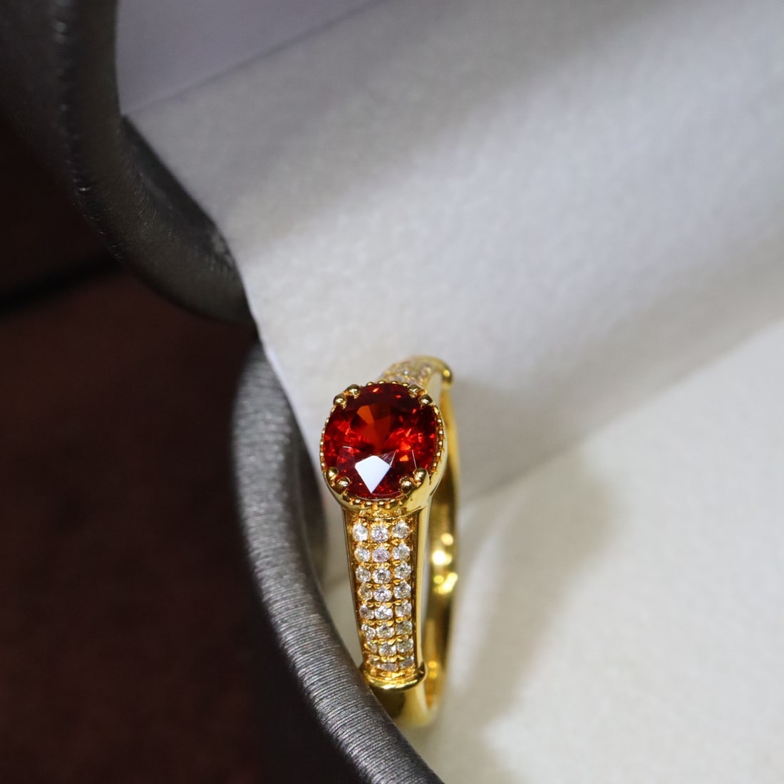 14k Gold 1.59 Ctw Natural Spessartine & Diamond Ring - 3