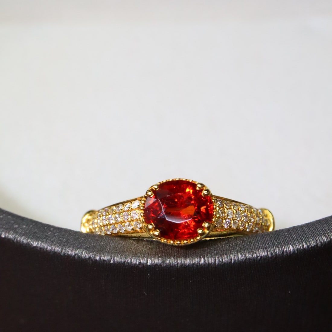 14k Gold 1.59 Ctw Natural Spessartine & Diamond Ring - 4